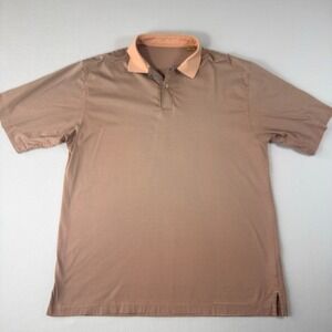 Joey Rodolfo 1879 Men's Peach Navy Striped Short Sleeve Polo Shirt Size L